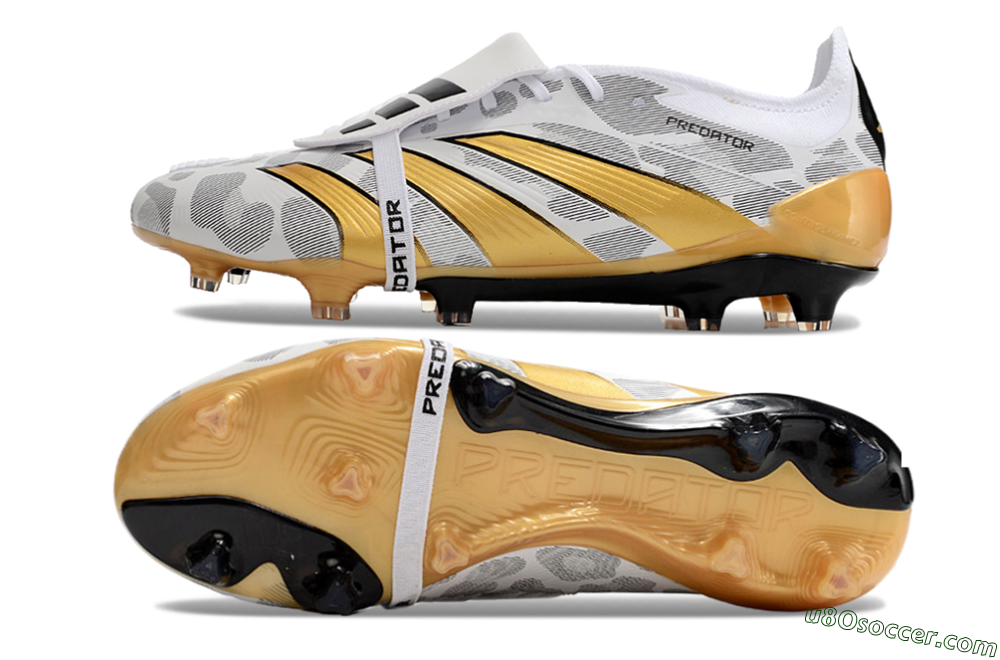 Adidas Predator Elite Foldover Tongue FG Firm Ground Soccer Cleats - White/Black/Gold 0