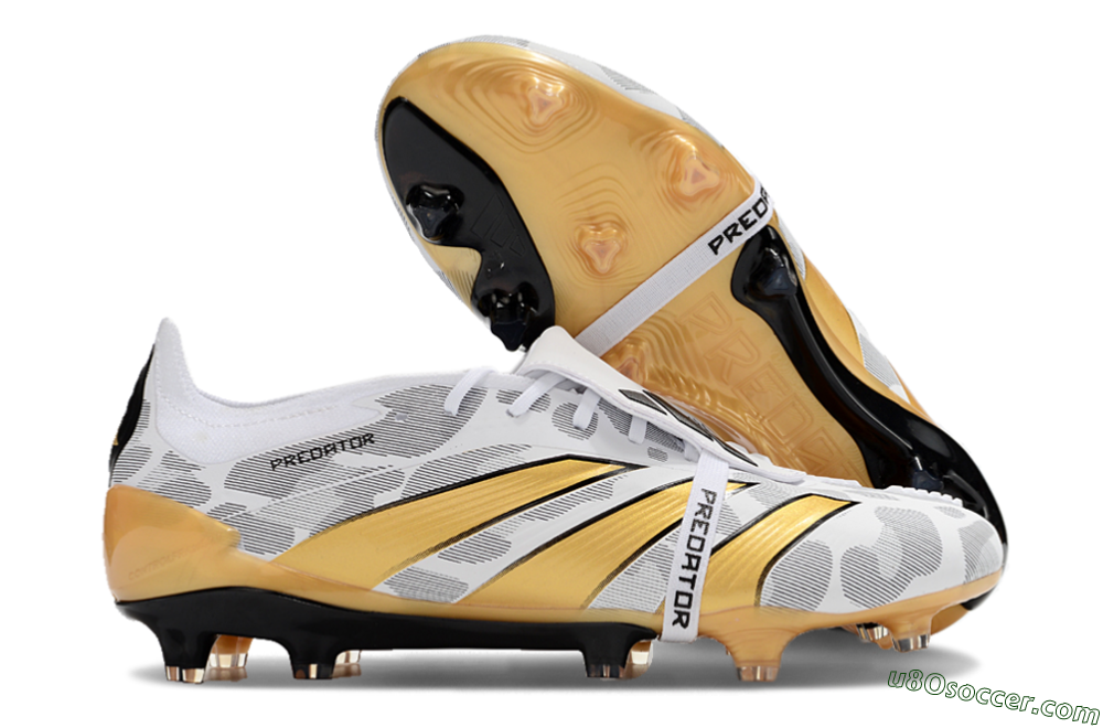 Adidas Predator Elite Foldover Tongue FG Firm Ground Soccer Cleats - White/Black/Gold 1