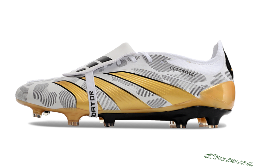 Adidas Predator Elite Foldover Tongue FG Firm Ground Soccer Cleats - White/Black/Gold 2