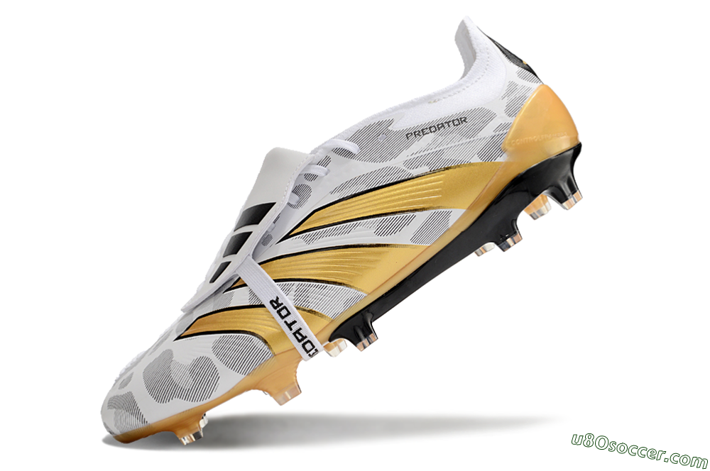 Adidas Predator Elite Foldover Tongue FG Firm Ground Soccer Cleats - White/Black/Gold 5
