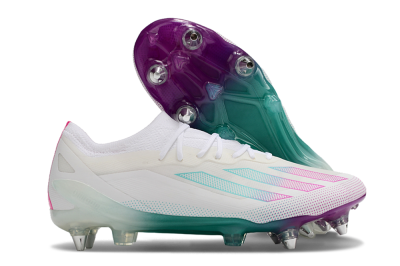 Adidas X Crazyfast.1 SG Soft Ground Soccer Cleats - White/Purple/Jade