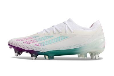 Adidas X Crazyfast.1 SG Soft Ground Soccer Cleats - White/Purple/Jade