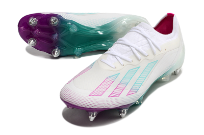 Adidas X Crazyfast.1 SG Soft Ground Soccer Cleats - White/Purple/Jade