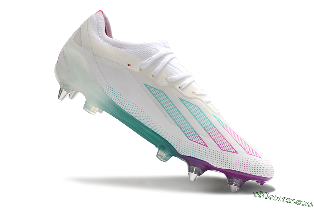 Adidas X Crazyfast.1 SG Soft Ground Soccer Cleats - White/Purple/Jade 4