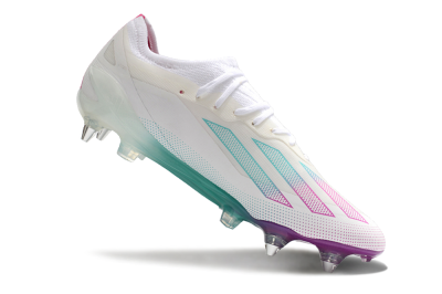 Adidas X Crazyfast.1 SG Soft Ground Soccer Cleats - White/Purple/Jade