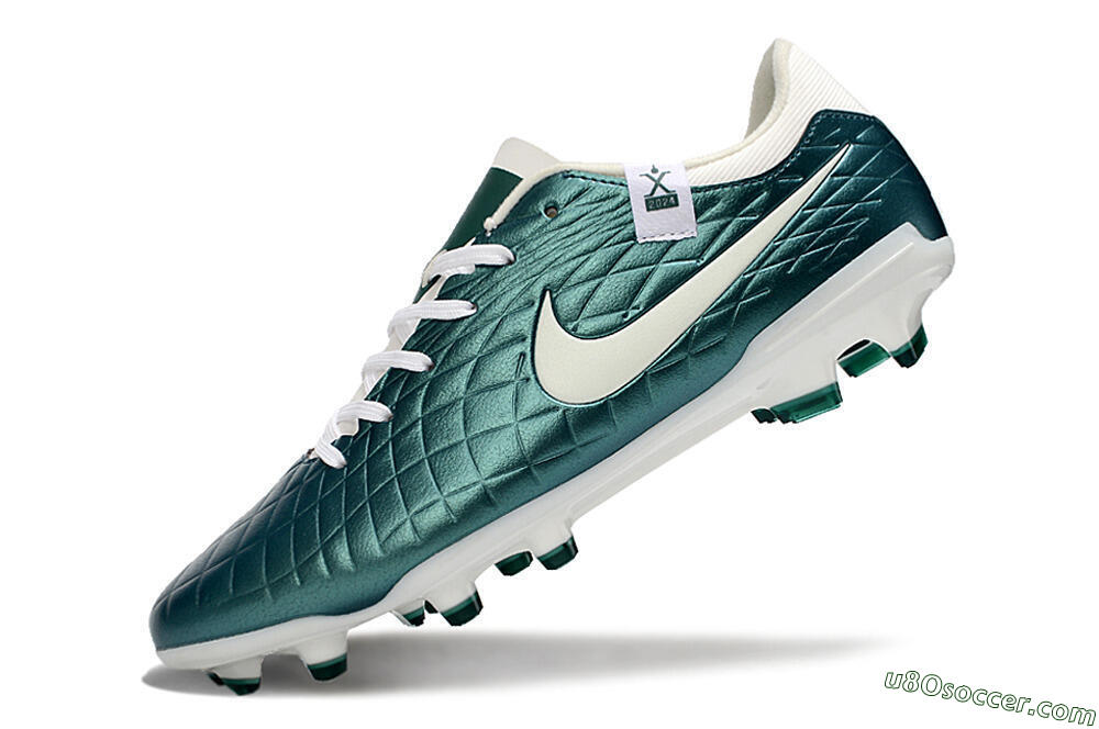 Nike Tiempo Legend 10 Academy FG Firm Ground Soccer Cleats - Green/Beige/White 5