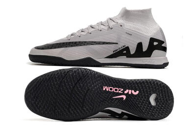 Nike Air Zoom Mercurial Superfly 9 Elite IC Indoor & Futsal Soccer Shoes - Grey/Black/Pink