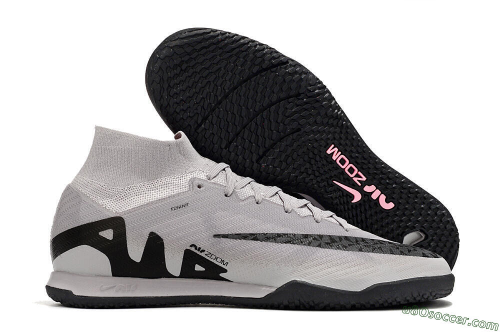 Nike Air Zoom Mercurial Superfly 9 Elite IC Indoor & Futsal Soccer Shoes - Grey/Black/Pink 1