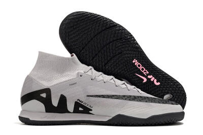 Nike Air Zoom Mercurial Superfly 9 Elite IC Indoor & Futsal Soccer Shoes - Grey/Black/Pink