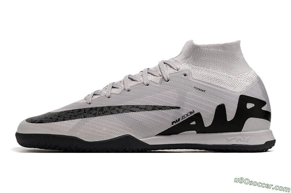 Nike Air Zoom Mercurial Superfly 9 Elite IC Indoor & Futsal Soccer Shoes - Grey/Black/Pink 2