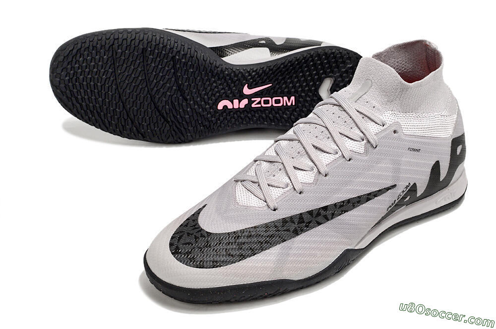 Nike Air Zoom Mercurial Superfly 9 Elite IC Indoor & Futsal Soccer Shoes - Grey/Black/Pink 3
