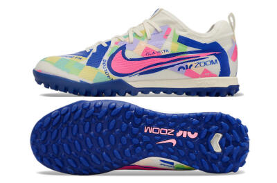 Nike Air Zoom Mercurial Vapor 15 Pro TF Artificial Turf Soccer Shoes - White/Pink/Blue/Yellow