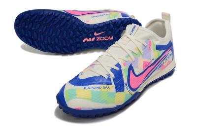 Nike Air Zoom Mercurial Vapor 15 Pro TF Artificial Turf Soccer Shoes - White/Pink/Blue/Yellow