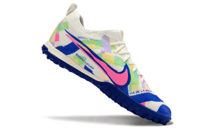 Nike Air Zoom Mercurial Vapor 15 Pro TF Artificial Turf Soccer Shoes - White/Pink/Blue/Yellow