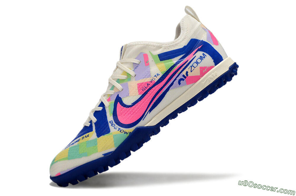 Nike Air Zoom Mercurial Vapor 15 Pro TF Artificial Turf Soccer Shoes - White/Pink/Blue/Yellow 5