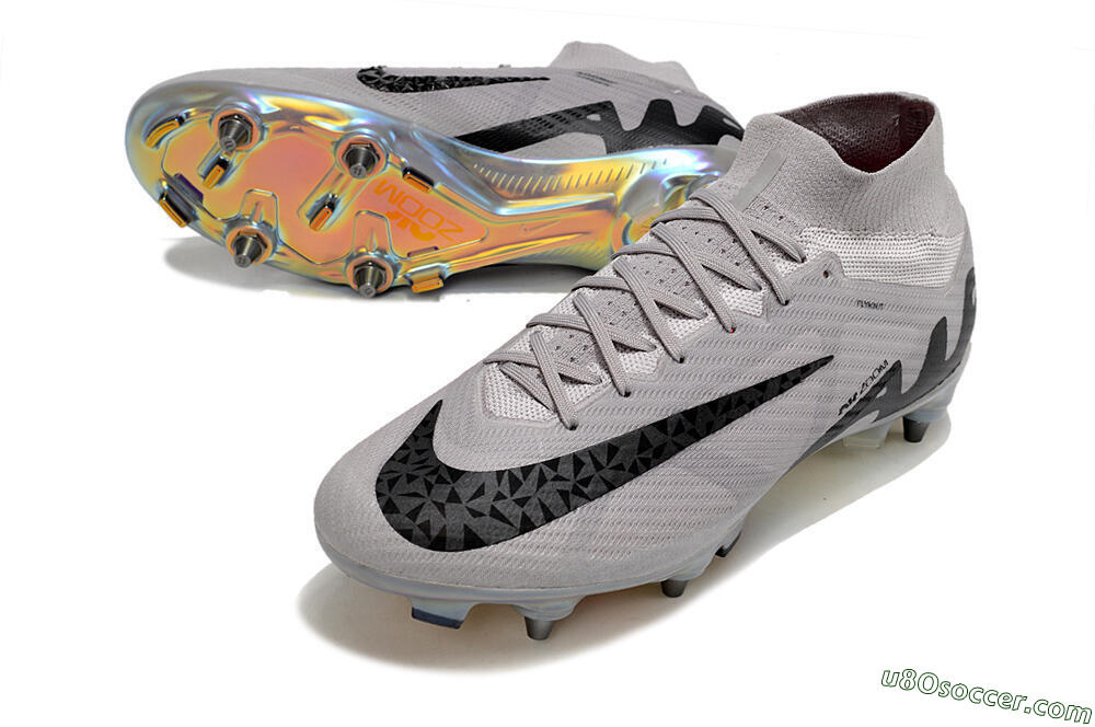 Nike Air Zoom Mercurial Superfly 9 Elite SG Soft Ground Soccer Cleats - Grey/Black/Gold 3