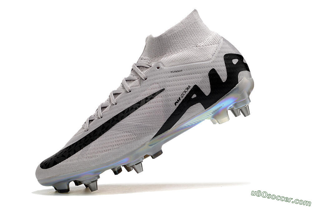 Nike Air Zoom Mercurial Superfly 9 Elite SG Soft Ground Soccer Cleats - Grey/Black/Gold 5