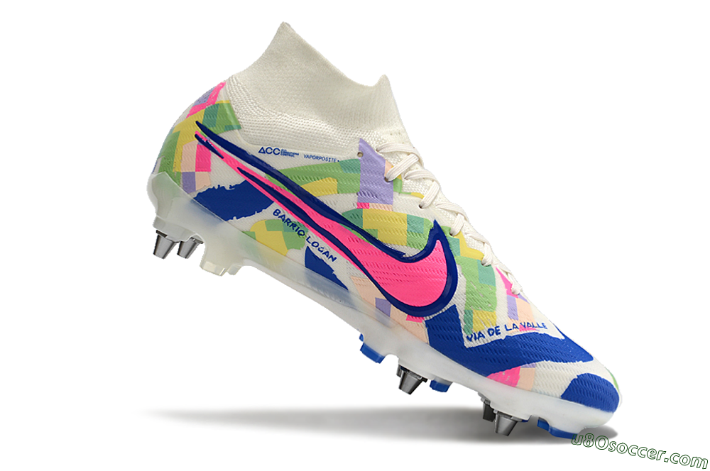 Nike Air Zoom Mercurial Superfly 9 Elite SG Soft Ground Soccer Cleats - White/Pink/Blue/Yellow 4