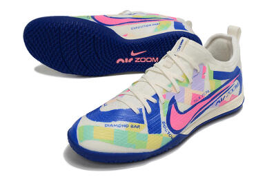 Nike Air Zoom Mercurial Vapor 15 Pro IC Indoor & Futsal Soccer Shoes - White/Pink/Blue/Yellow