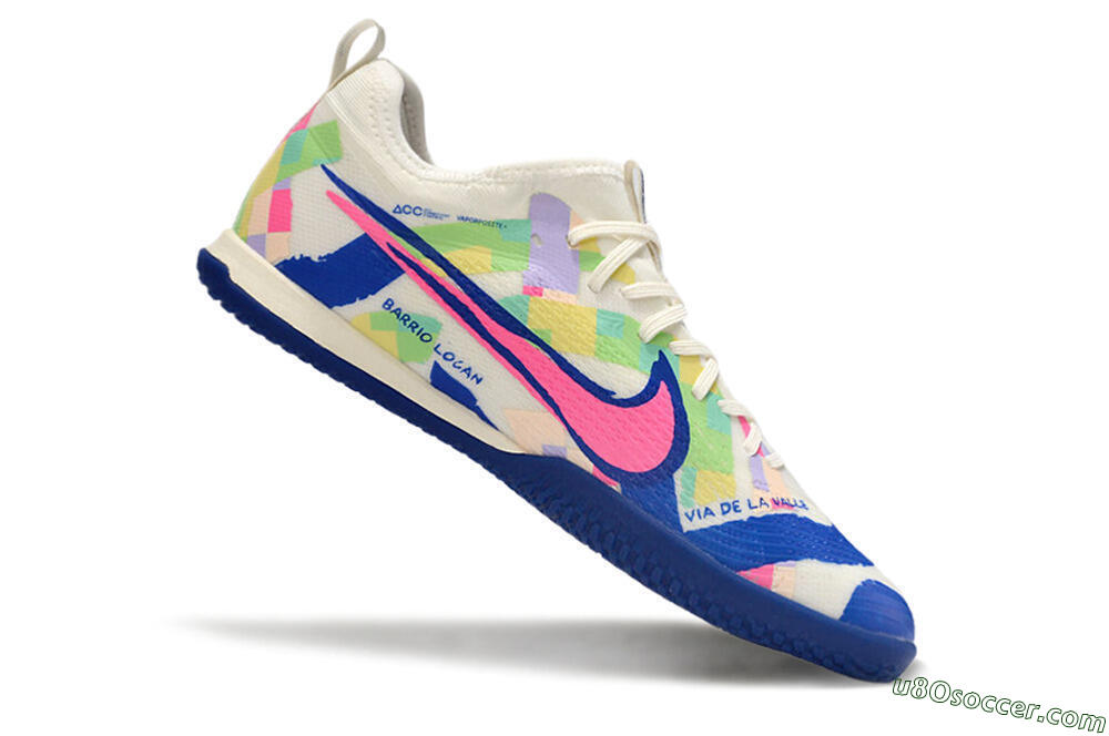 Nike Air Zoom Mercurial Vapor 15 Pro IC Indoor & Futsal Soccer Shoes - White/Pink/Blue/Yellow 4