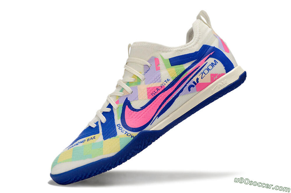 Nike Air Zoom Mercurial Vapor 15 Pro IC Indoor & Futsal Soccer Shoes - White/Pink/Blue/Yellow 5