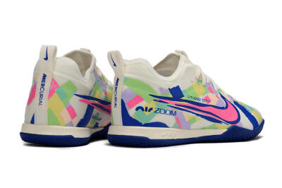 Nike Air Zoom Mercurial Vapor 15 Pro IC Indoor & Futsal Soccer Shoes - White/Pink/Blue/Yellow