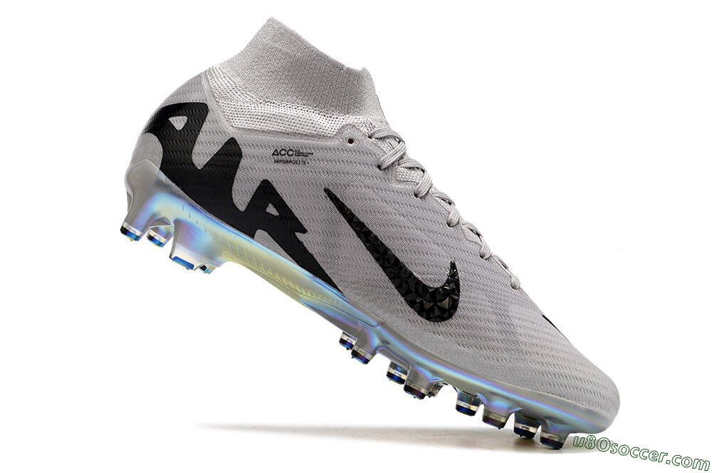 Nike Air Zoom Mercurial Superfly 9 Elite AG Artificial Grass Soccer Cleats - Grey/Black/Gold 4