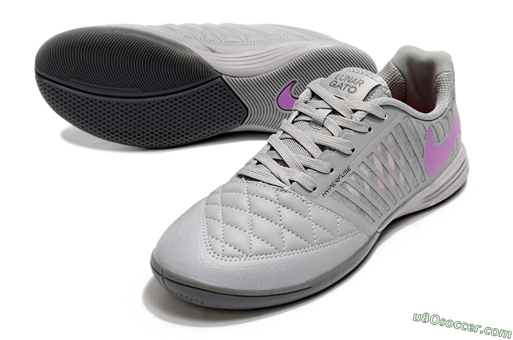 Nike Lunar Gato 2 IC Indoor & Futsal Soccer Shoes - Grey/Purple/White 3