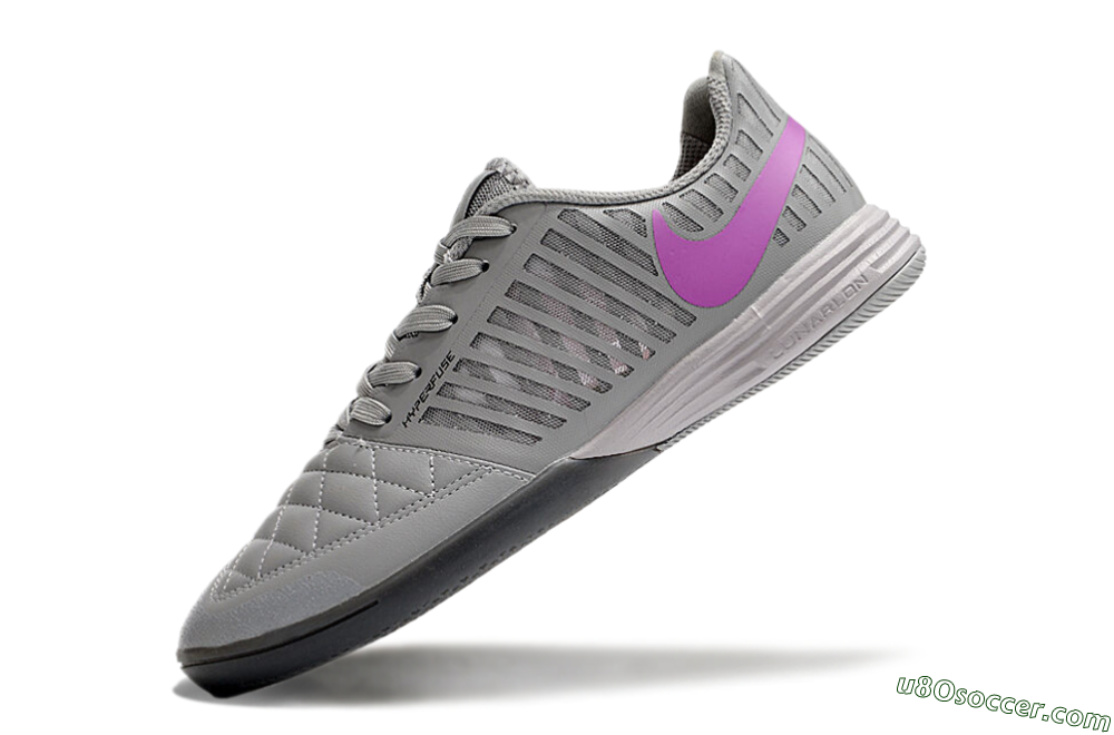 Nike Lunar Gato 2 IC Indoor & Futsal Soccer Shoes - Grey/Purple/White 5