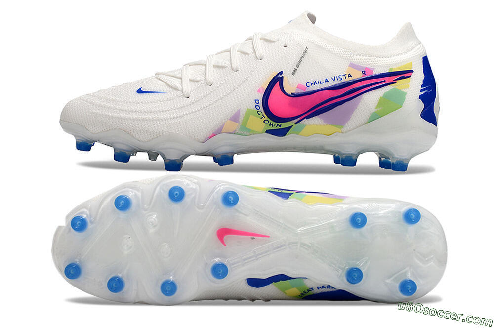Nike Phantom Luna Elite AG Artificial Grass Soccer Cleats - White/Pink/Blue 0