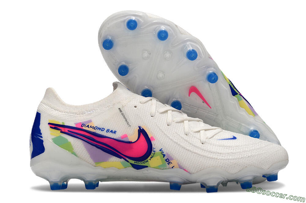 Nike Phantom Luna Elite AG Artificial Grass Soccer Cleats - White/Pink/Blue 1
