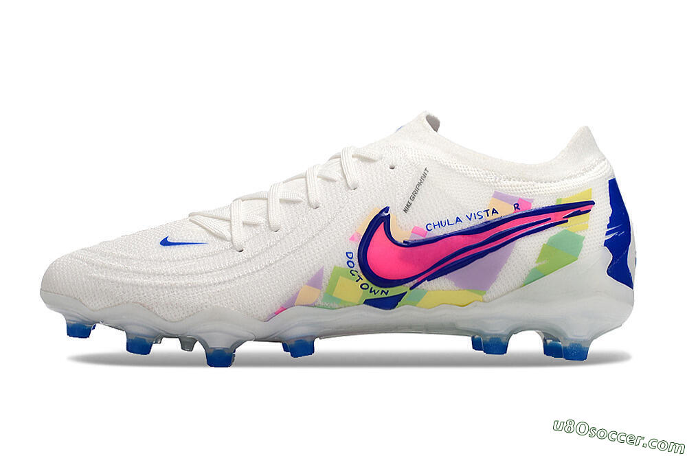 Nike Phantom Luna Elite AG Artificial Grass Soccer Cleats - White/Pink/Blue 2