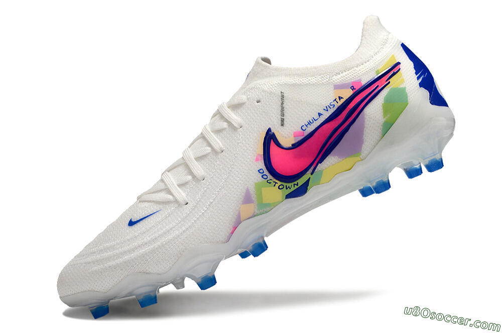 Nike Phantom Luna Elite AG Artificial Grass Soccer Cleats - White/Pink/Blue 5