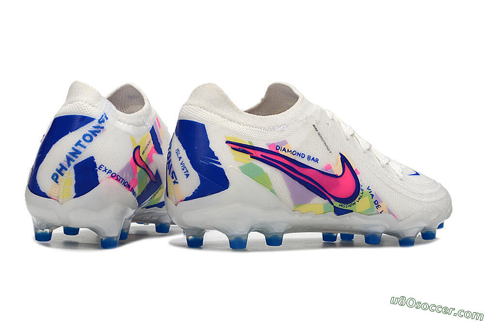 Nike Phantom Luna Elite AG Artificial Grass Soccer Cleats - White/Pink/Blue 6