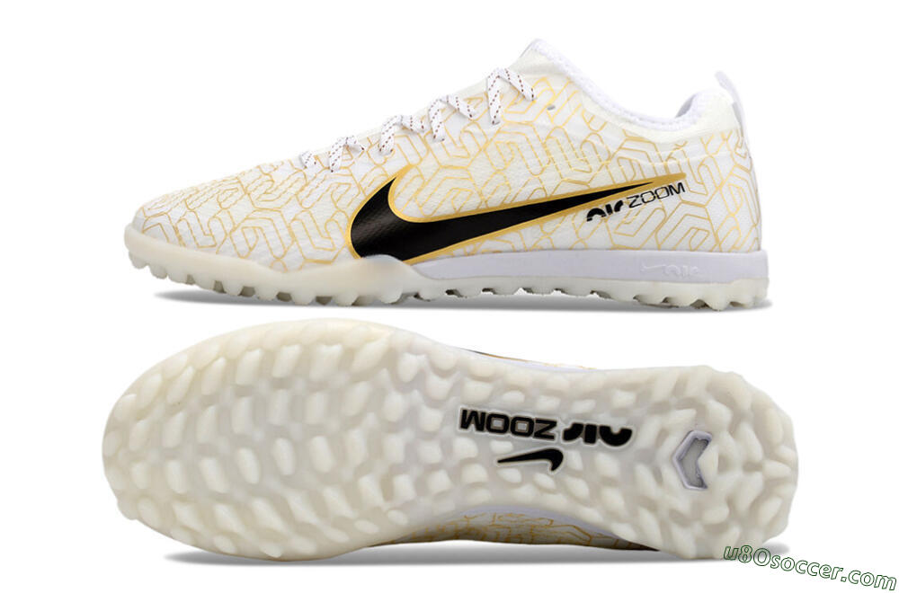 Nike Air Zoom Mercurial Vapor 15 Pro TF Artificial Turf Soccer Shoes - White/Gold/Black 0