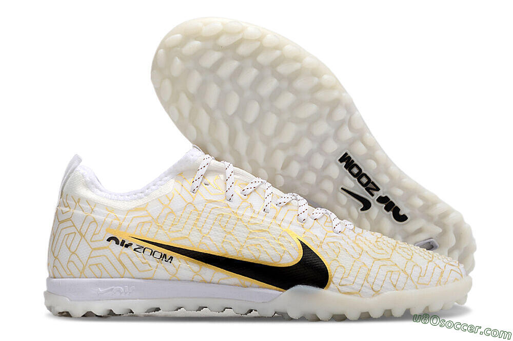 Nike Air Zoom Mercurial Vapor 15 Pro TF Artificial Turf Soccer Shoes - White/Gold/Black 1