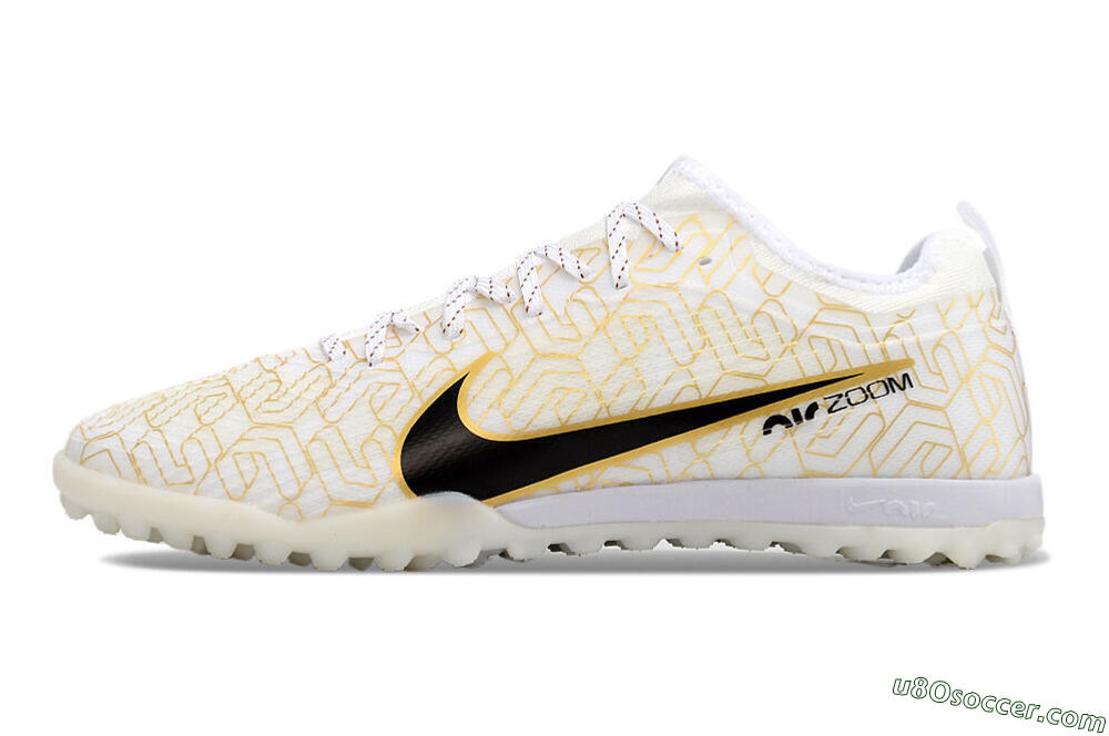 Nike Air Zoom Mercurial Vapor 15 Pro TF Artificial Turf Soccer Shoes - White/Gold/Black 2