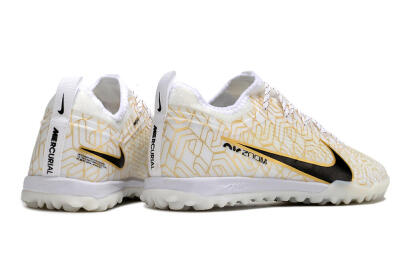 Nike Air Zoom Mercurial Vapor 15 Pro TF Artificial Turf Soccer Shoes - White/Gold/Black