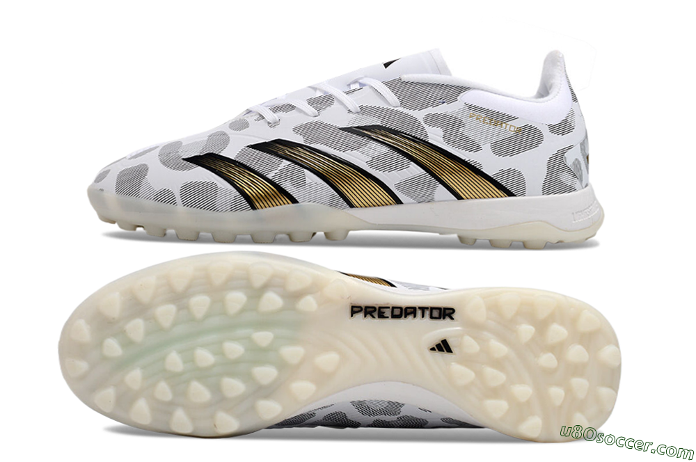 Adidas Predator 24 Elite TF Artificial Turf Soccer Shoes - White/Black/Gold 0