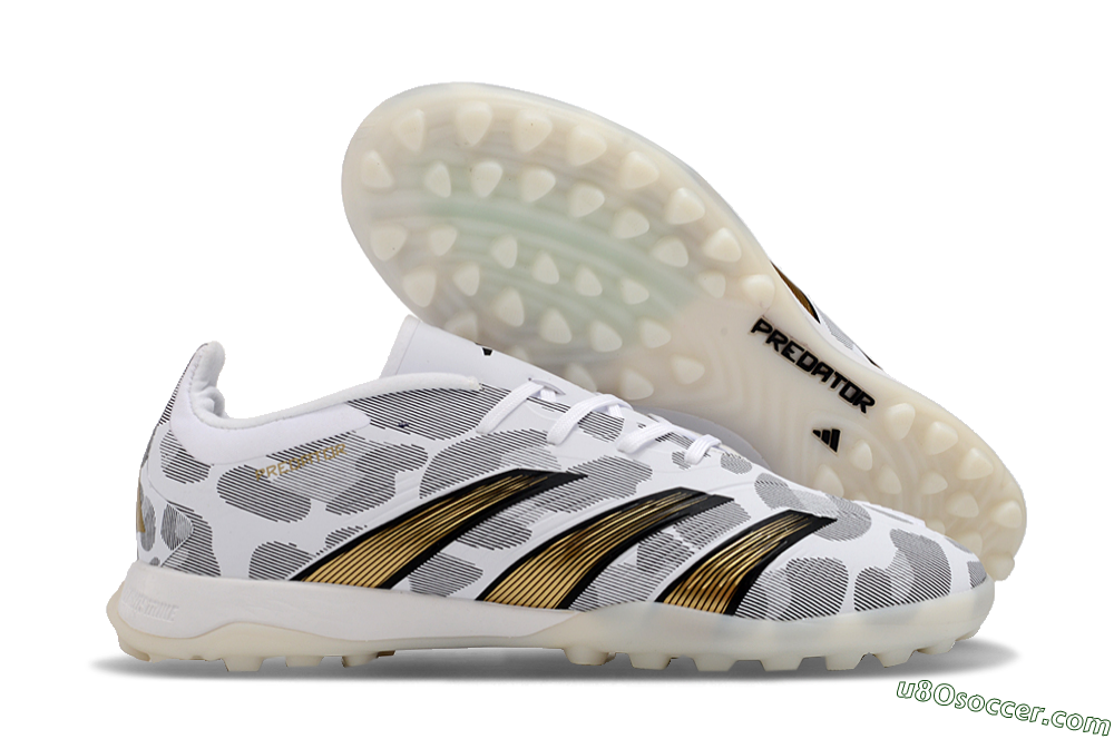 Adidas Predator 24 Elite TF Artificial Turf Soccer Shoes - White/Black/Gold 1