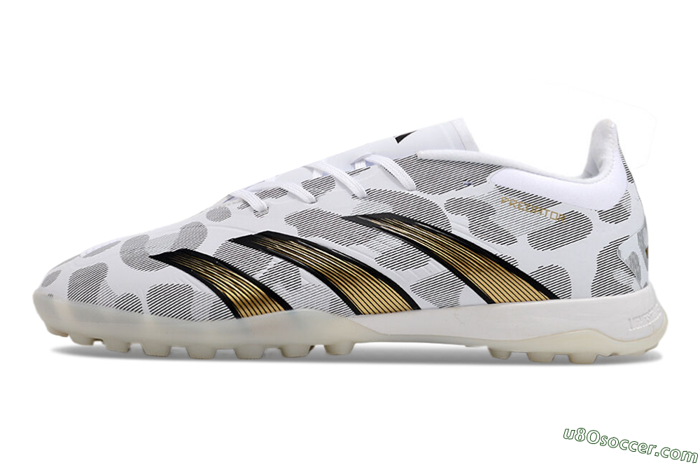 Adidas Predator 24 Elite TF Artificial Turf Soccer Shoes - White/Black/Gold 2