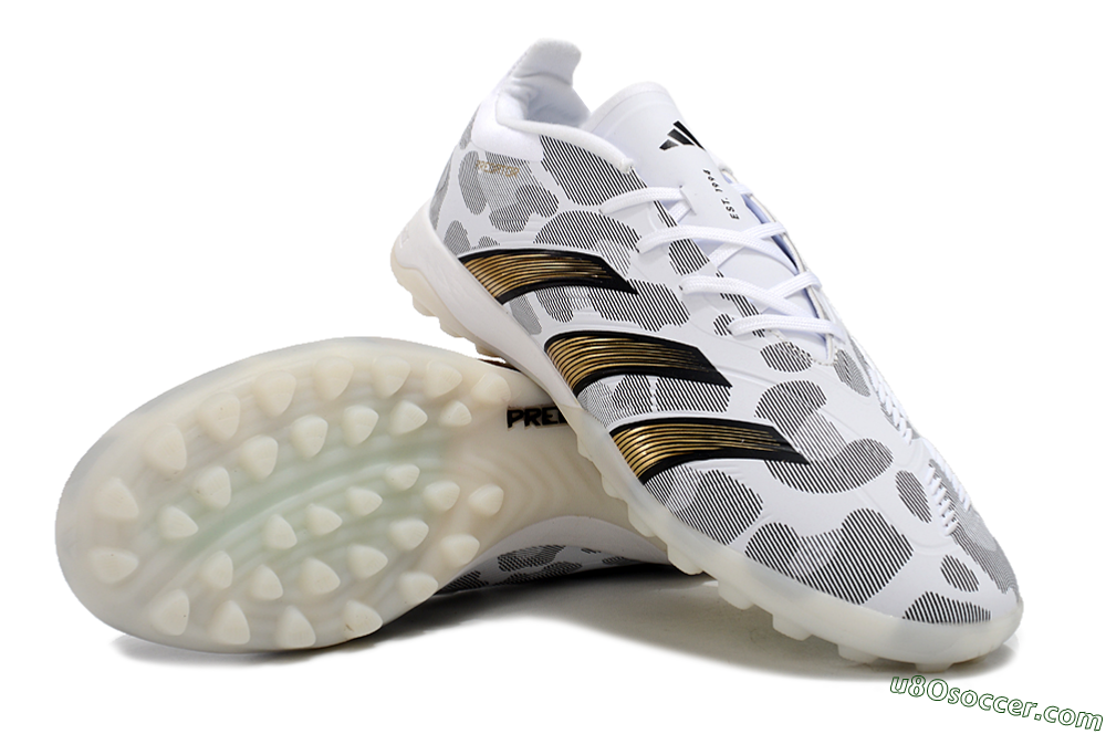 Adidas Predator 24 Elite TF Artificial Turf Soccer Shoes - White/Black/Gold 3