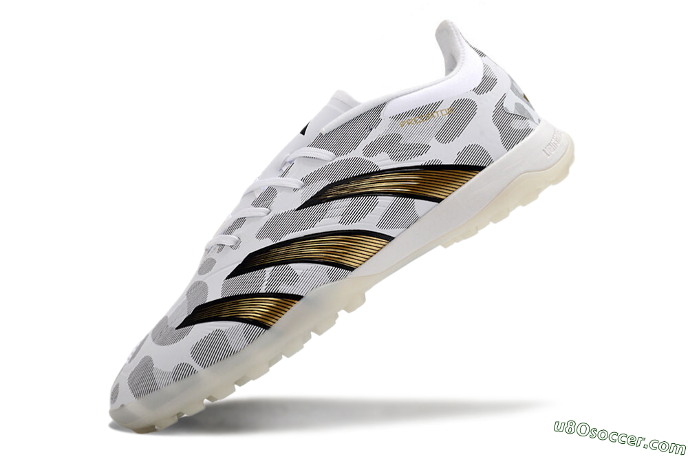 Adidas Predator 24 Elite TF Artificial Turf Soccer Shoes - White/Black/Gold 5