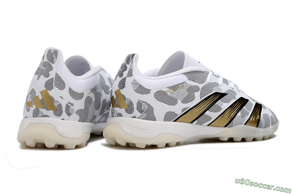 Adidas Predator 24 Elite TF Artificial Turf Soccer Shoes - White/Black/Gold 6