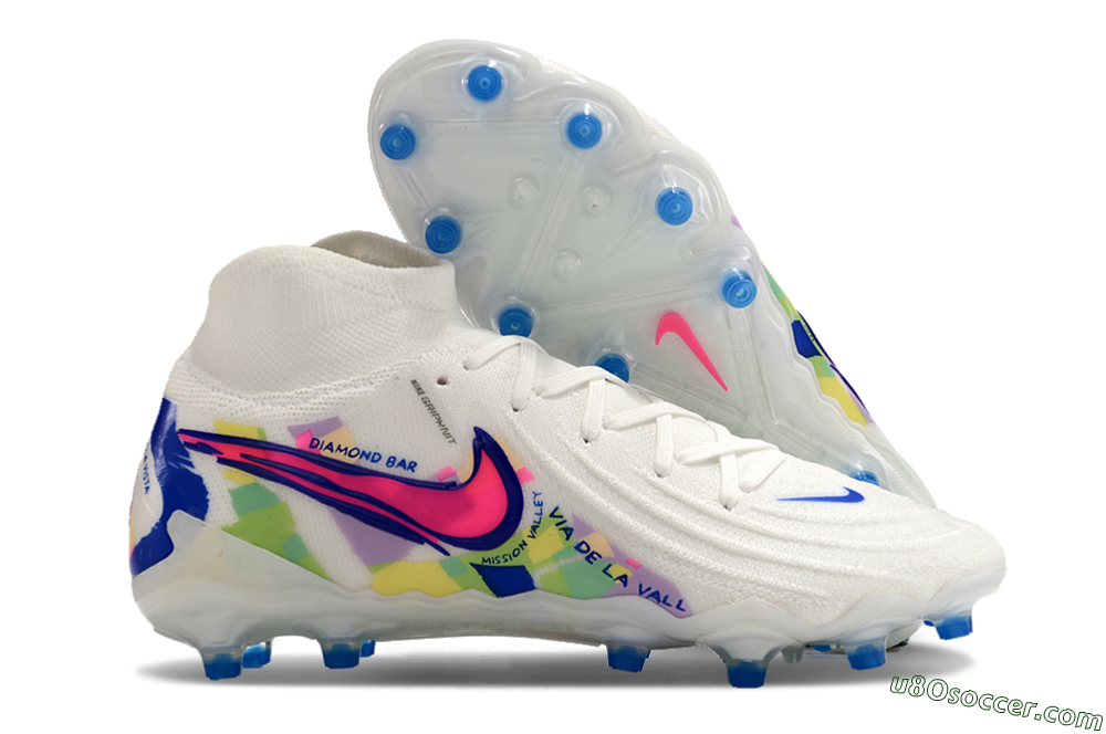 Nike Phantom Luna Elite AG Artificial Grass Soccer Cleats - White/Blue/Pink/Yellow 1