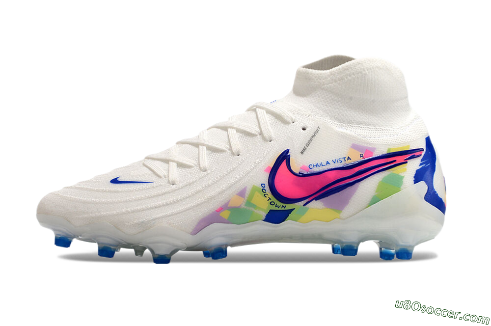 Nike Phantom Luna Elite AG Artificial Grass Soccer Cleats - White/Blue/Pink/Yellow 2