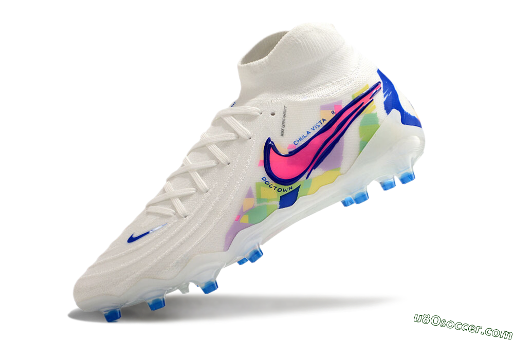 Nike Phantom Luna Elite AG Artificial Grass Soccer Cleats - White/Blue/Pink/Yellow 5