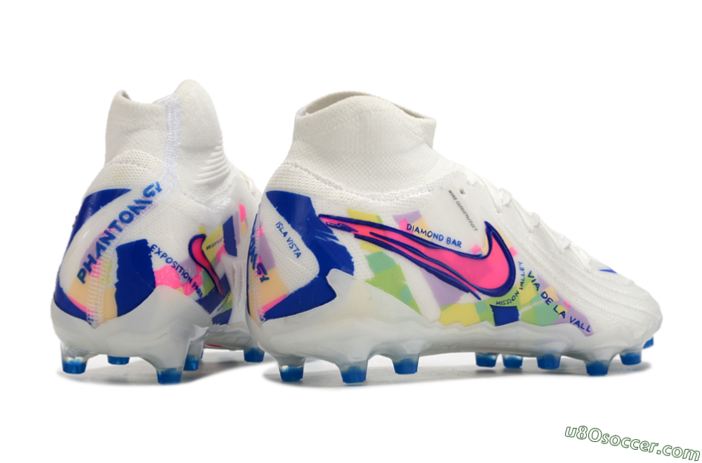 Nike Phantom Luna Elite AG Artificial Grass Soccer Cleats - White/Blue/Pink/Yellow 6