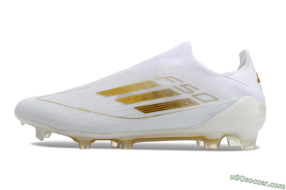 Adidas F50+ Adizero FG Firm Ground Soccer Cleats - White/Gold 2