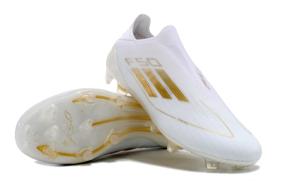 Adidas F50+ Adizero FG Firm Ground Soccer Cleats - White/Gold